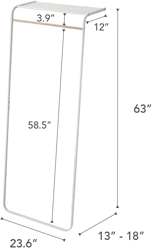Yamazaki Home Leaning Shelf Coat Hanger, One Size, White