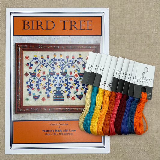 Yasmin's Made with Love - Bird Tree - Chart and/or Roxy Floss Pack