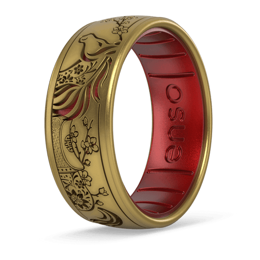 Etched Lunar New Year Silicone Ring - Year of the Horse Gold
