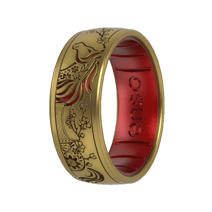 Etched Lunar New Year Silicone Ring - Year of the Horse Gold