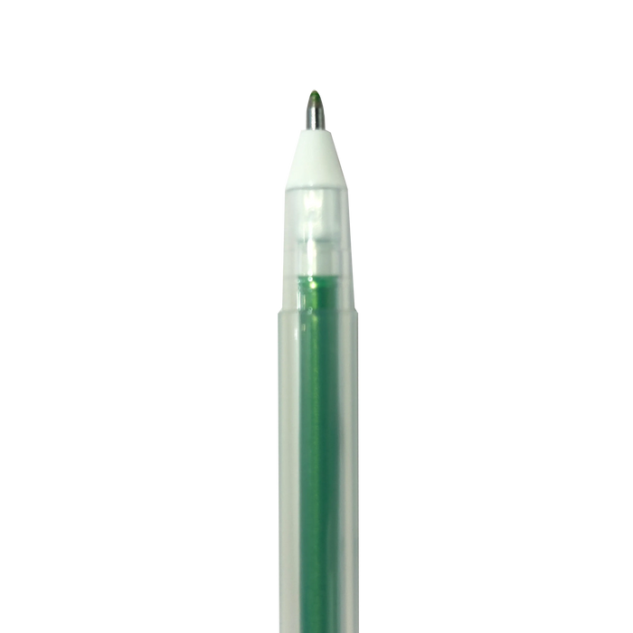Close up of green OOLY Yummy Yummy Metallic Scented Gel Pen tip