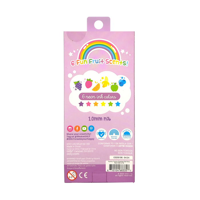 OOLY Yummy Yummy Scented Gel Pens Neon back of packaging