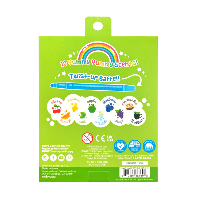 OOLY Yummy Yummy Scented Twist-Up Crayons packaging back