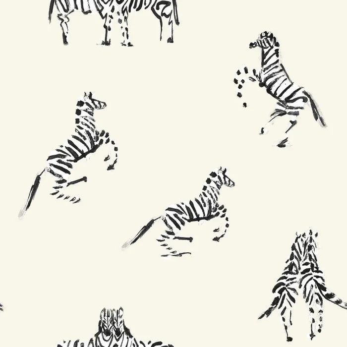 SINGLE ROLL / Waverly White Zebras
