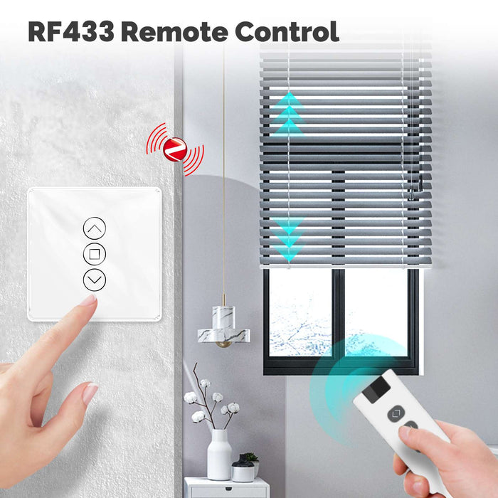 ZigBee Smart Curtain Switch 2.5D Support RF433 Arc Glass Touch Panel