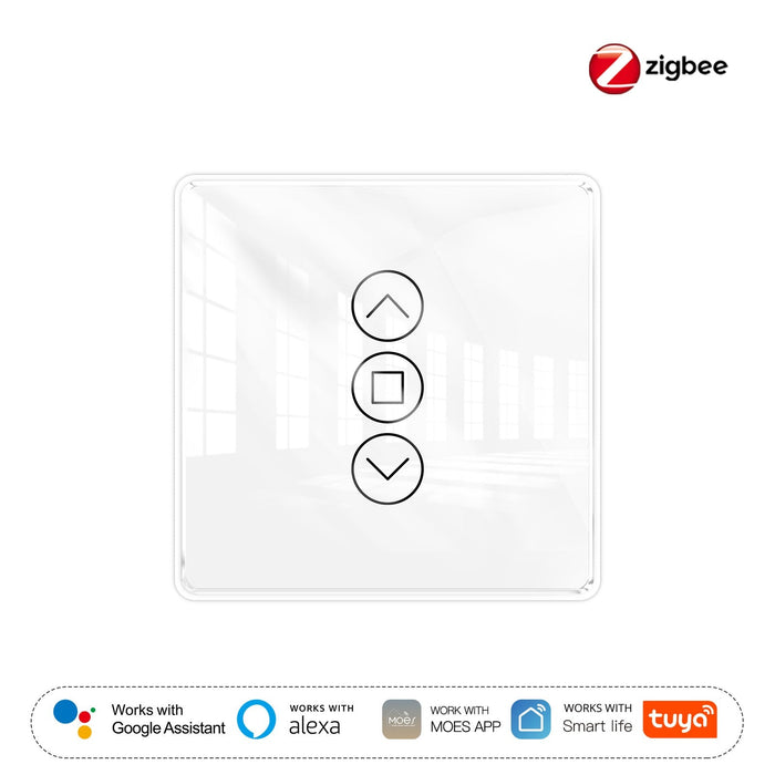 ZigBee Smart Curtain Switch 2.5D Support RF433 Arc Glass Touch Panel
