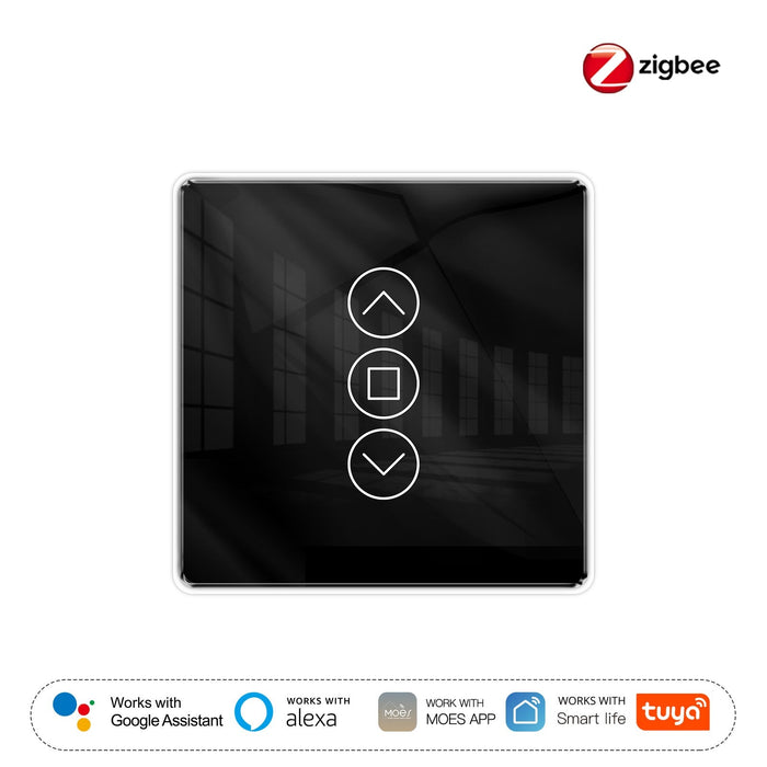 ZigBee Smart Curtain Switch 2.5D Support RF433 Arc Glass Touch Panel