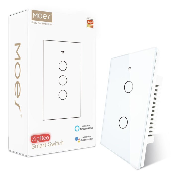 ZigBee Smart Light Switch Touch Glass Panel Neutral Wire Required US Standard - MOES