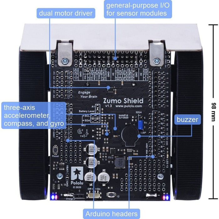 Zumo Robot for Arduino (Assembled with 75:1 HP Motors) [Discontinued] by Pololu - The Pi Hut