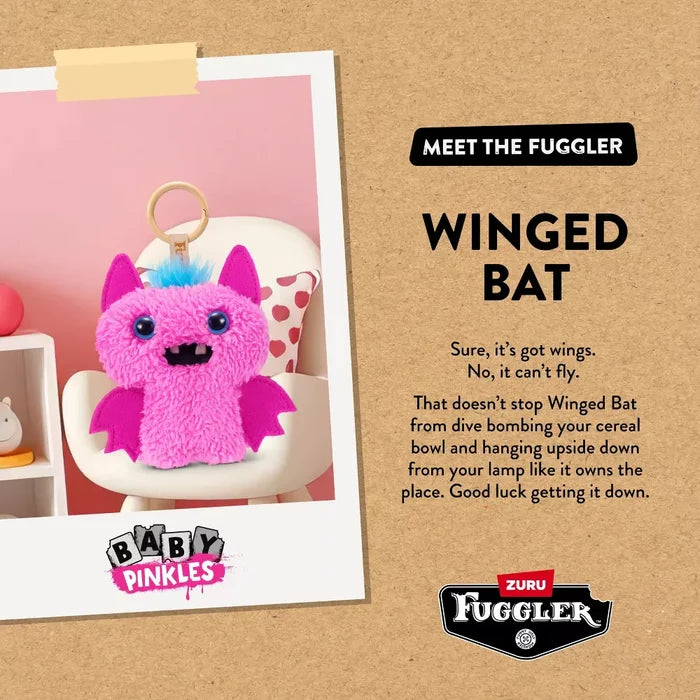 Zuru Fugglers Baby Pinkles 3.5 Inch Plush Keyring - Winged Bat